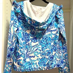 Lilly Pulitzer Audrey zip up jacket hoodie turquoise oasis.